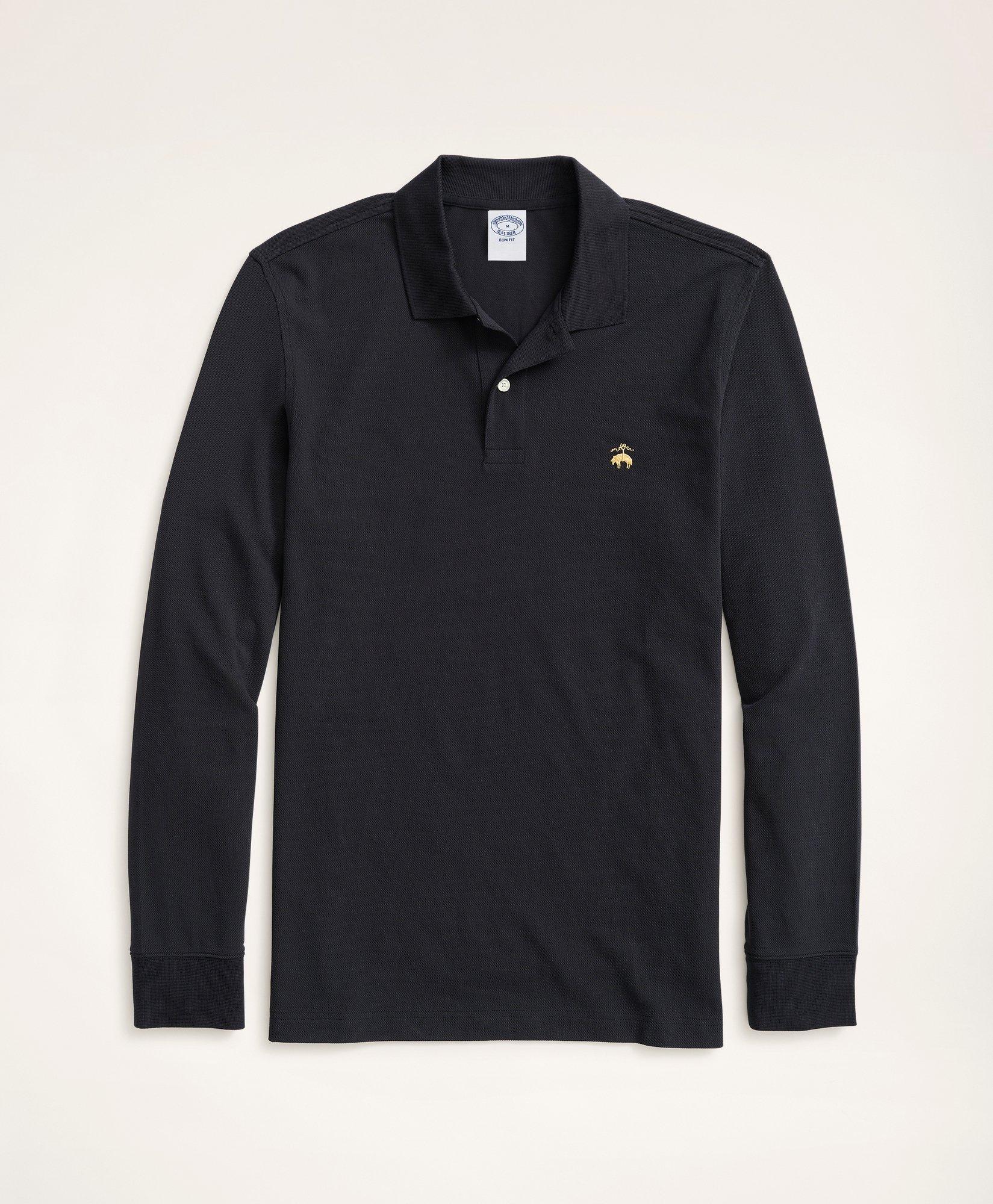 Brooks Brothers Golden Fleece Stretch Supima Long-sleeve Polo Shirt | Black | Size Xs