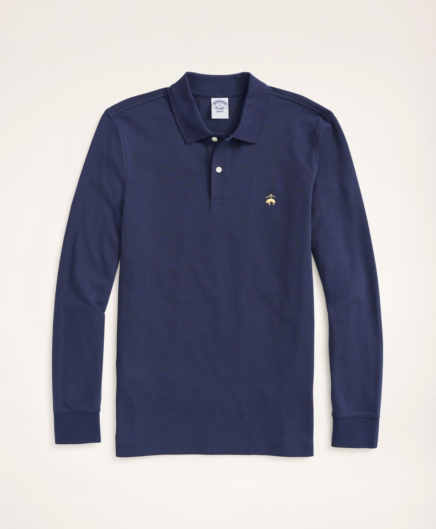 Brooks Brothers Golden Fleece Stretch Supima Long-sleeve Polo Shirt | Navy | Size Xl