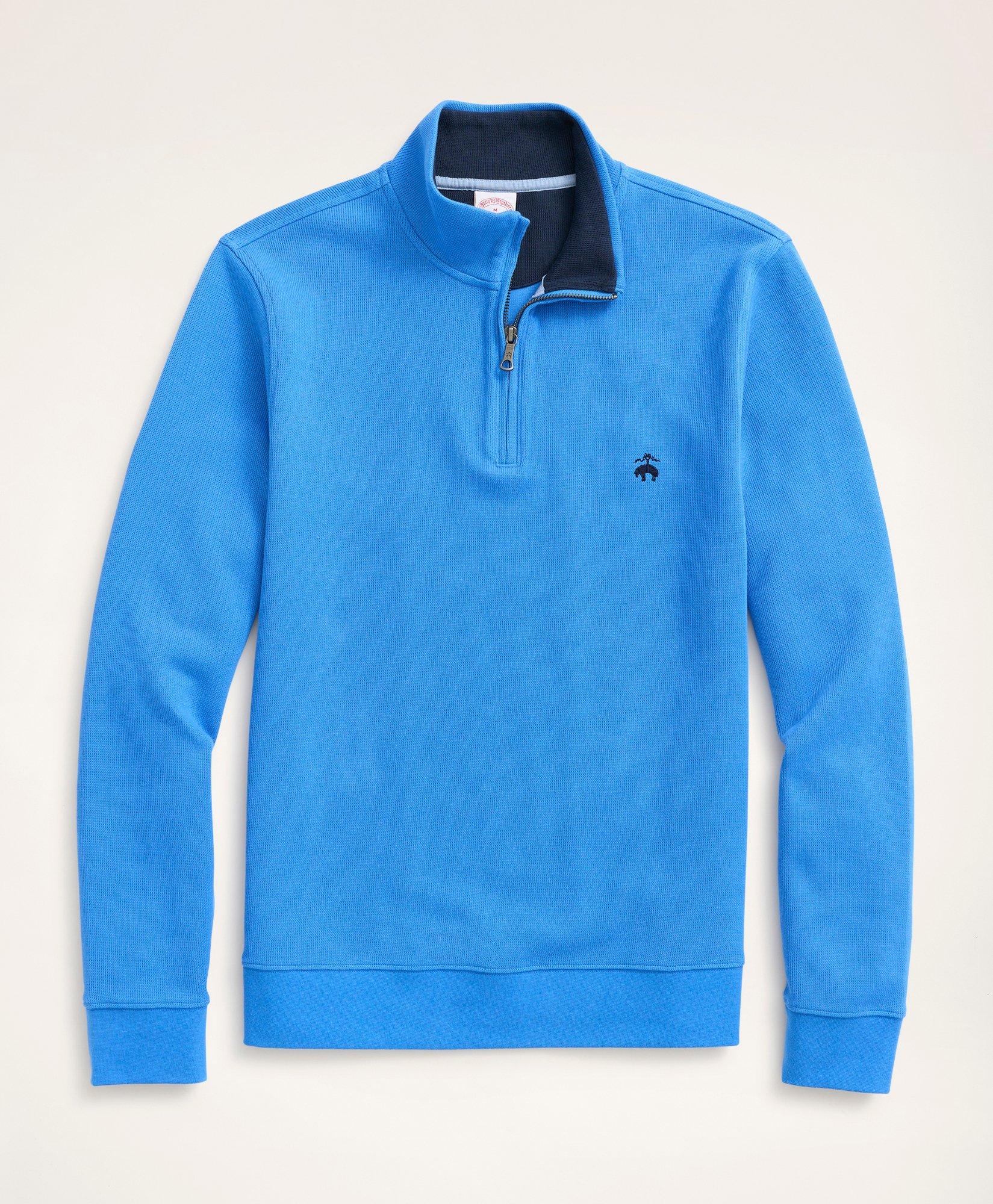 Brooks Brothers Ribbed French Terry Half-zip | Blue | Size Xs