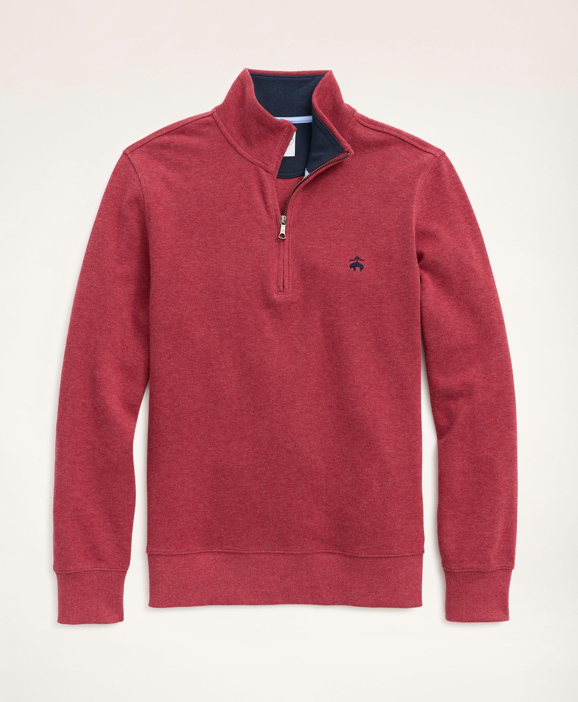Brooks Brothers Ribbed French Terry Half-zip | Burgundy Heather | Size Large