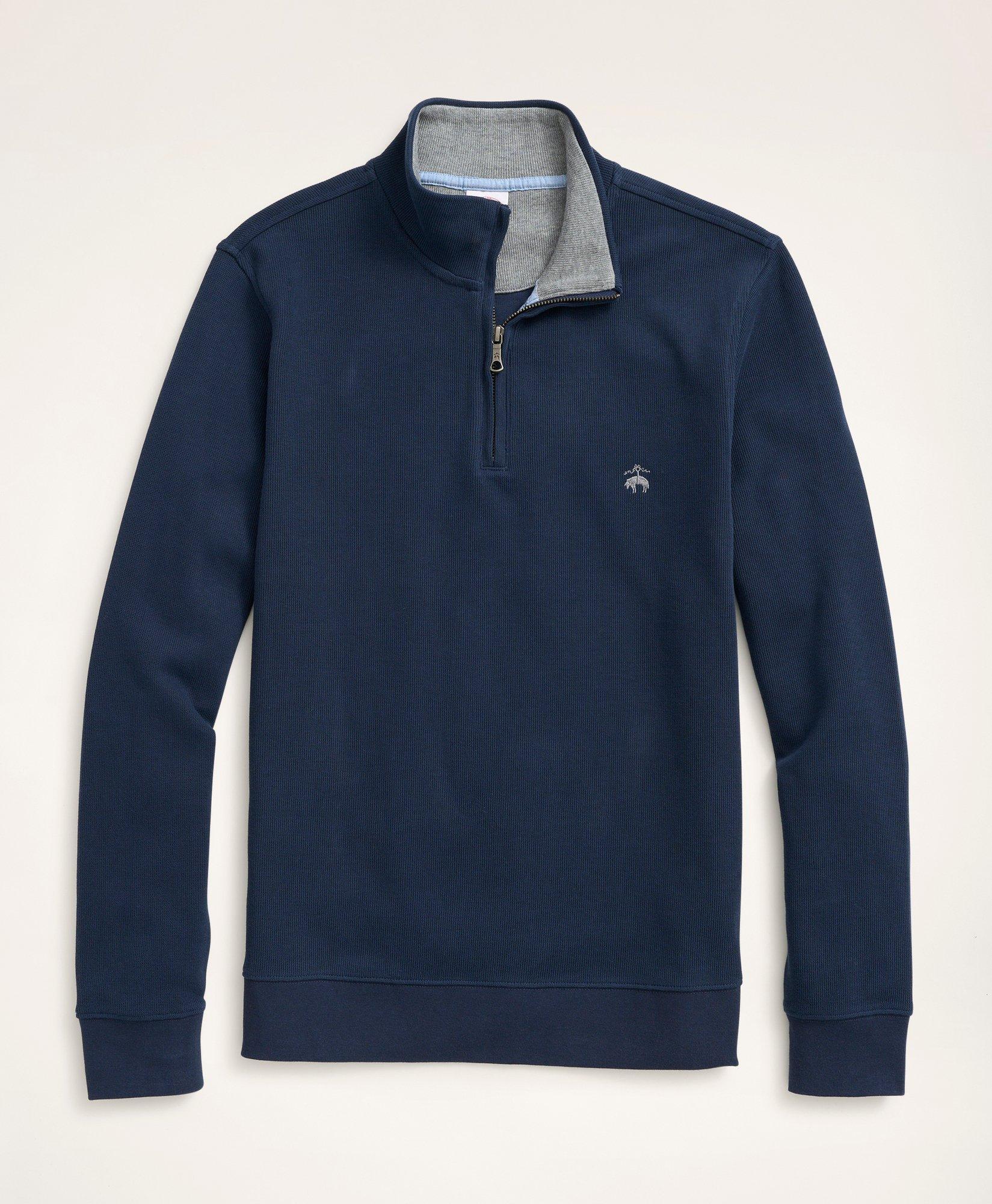 Brooks Brothers Ribbed French Terry Half-zip | Navy | Size Small