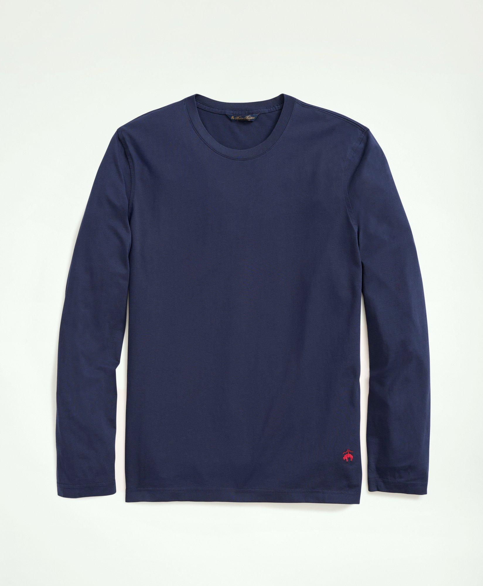 Brooks Brothers Supima Cotton Long-sleeve Logo T-shirt In Navy
