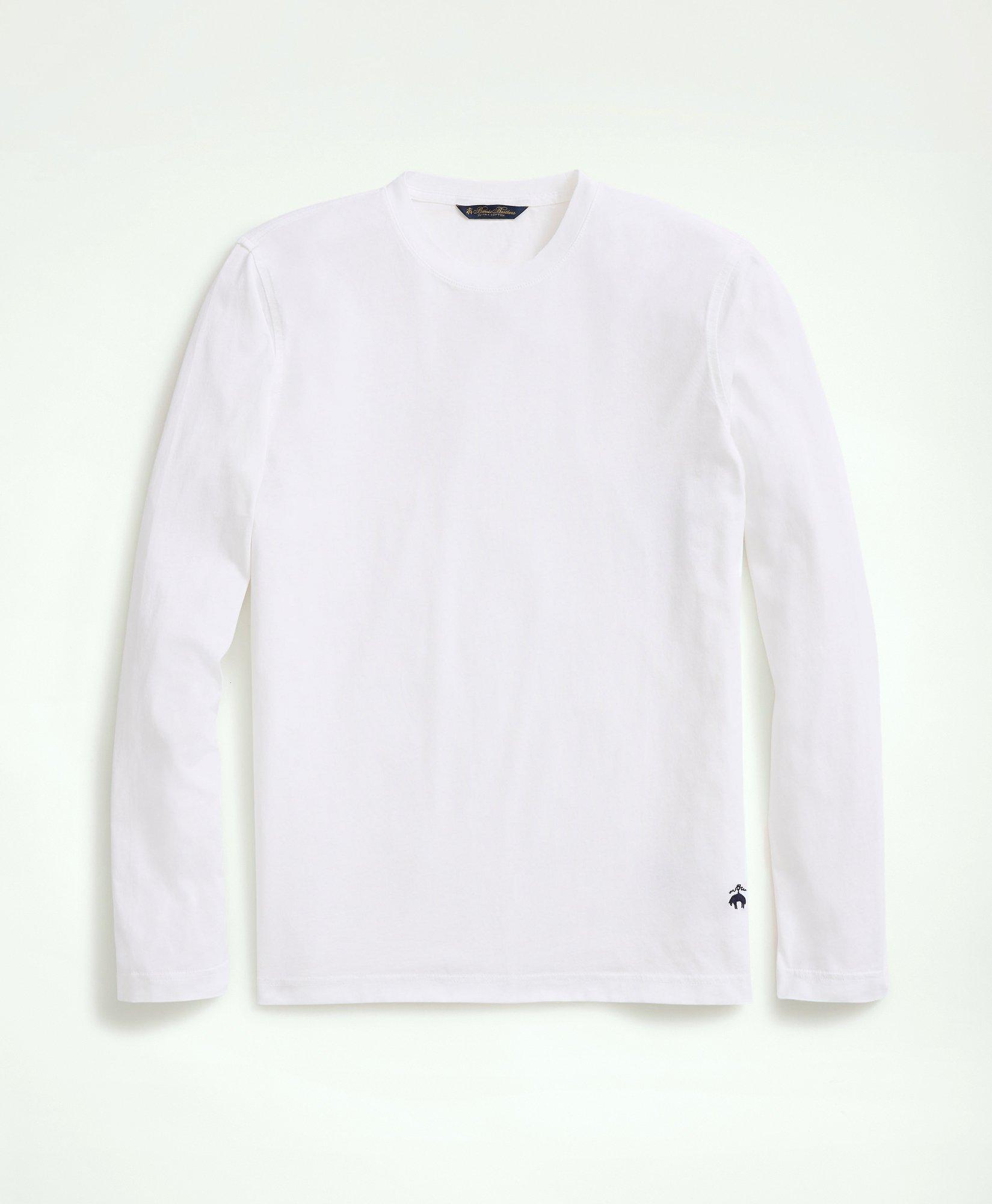Brooks Brothers Supima Cotton Long-sleeve Logo T-shirt | White | Size Small