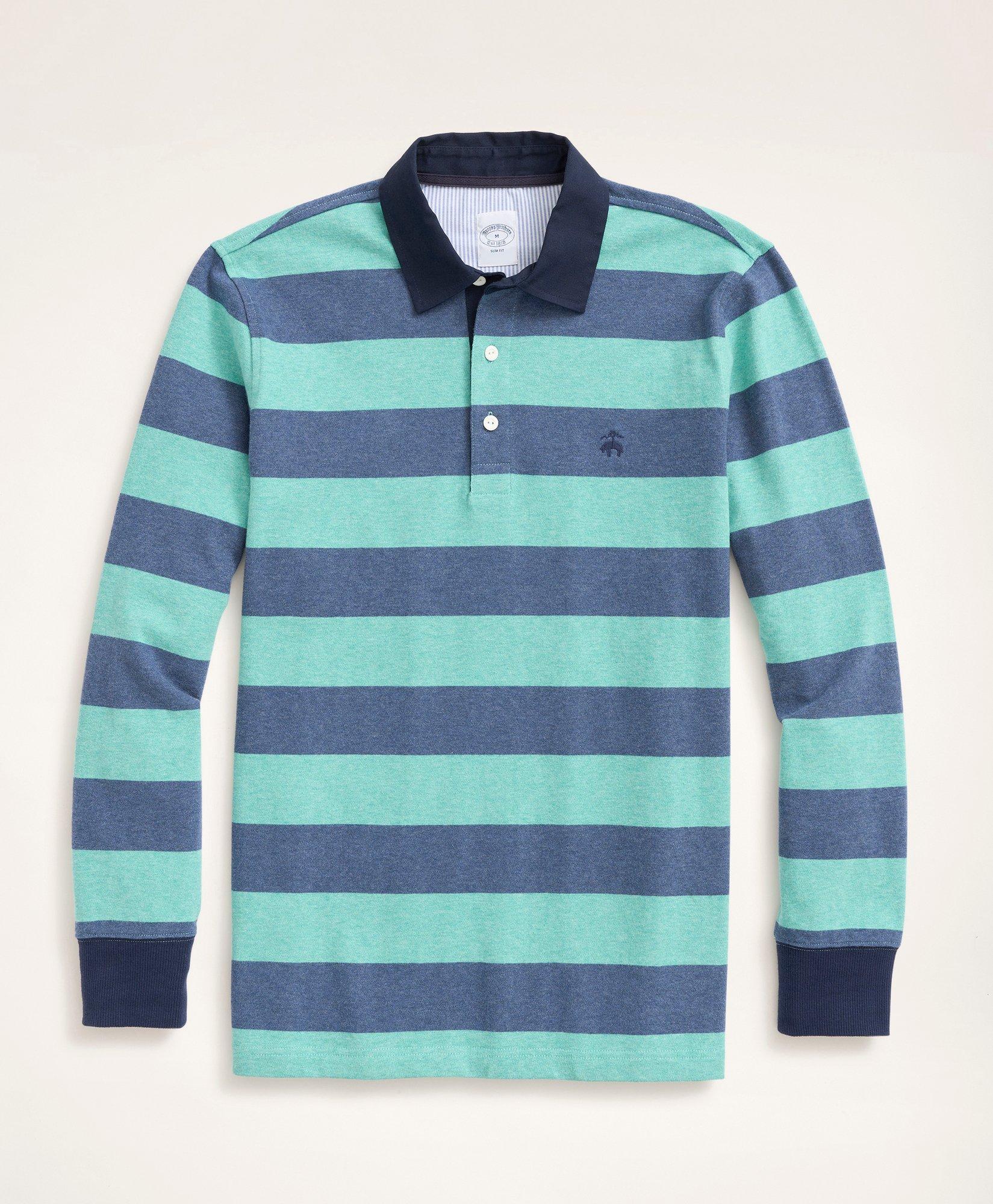 Brooks Brothers Lightweight Striped Rugby Shirt | Blue/green | Size Small In Blue,green