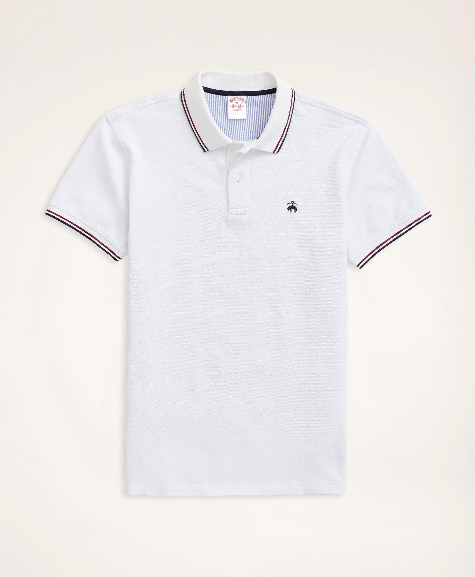 Brooks Brothers Golden Fleece Supima Tipped Polo Shirt | White | Size Large