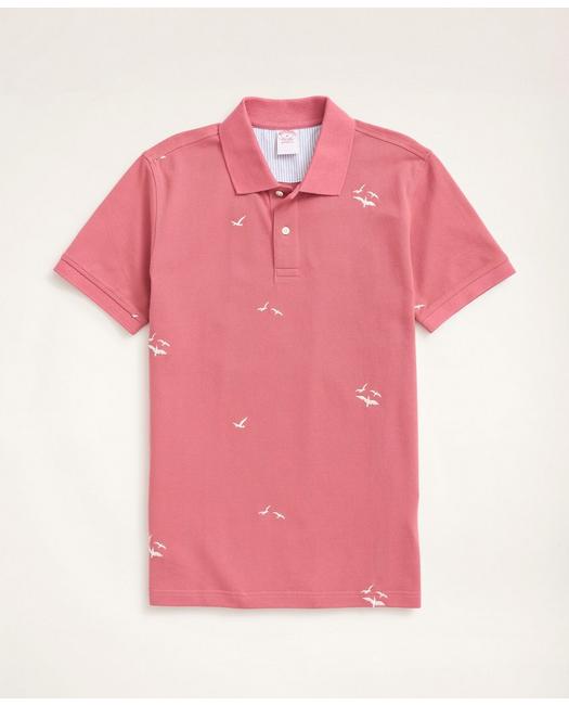Brooks Brothers Original Fit Stretch Polo Shirt With Seagull Embroidery | Red | Size Small
