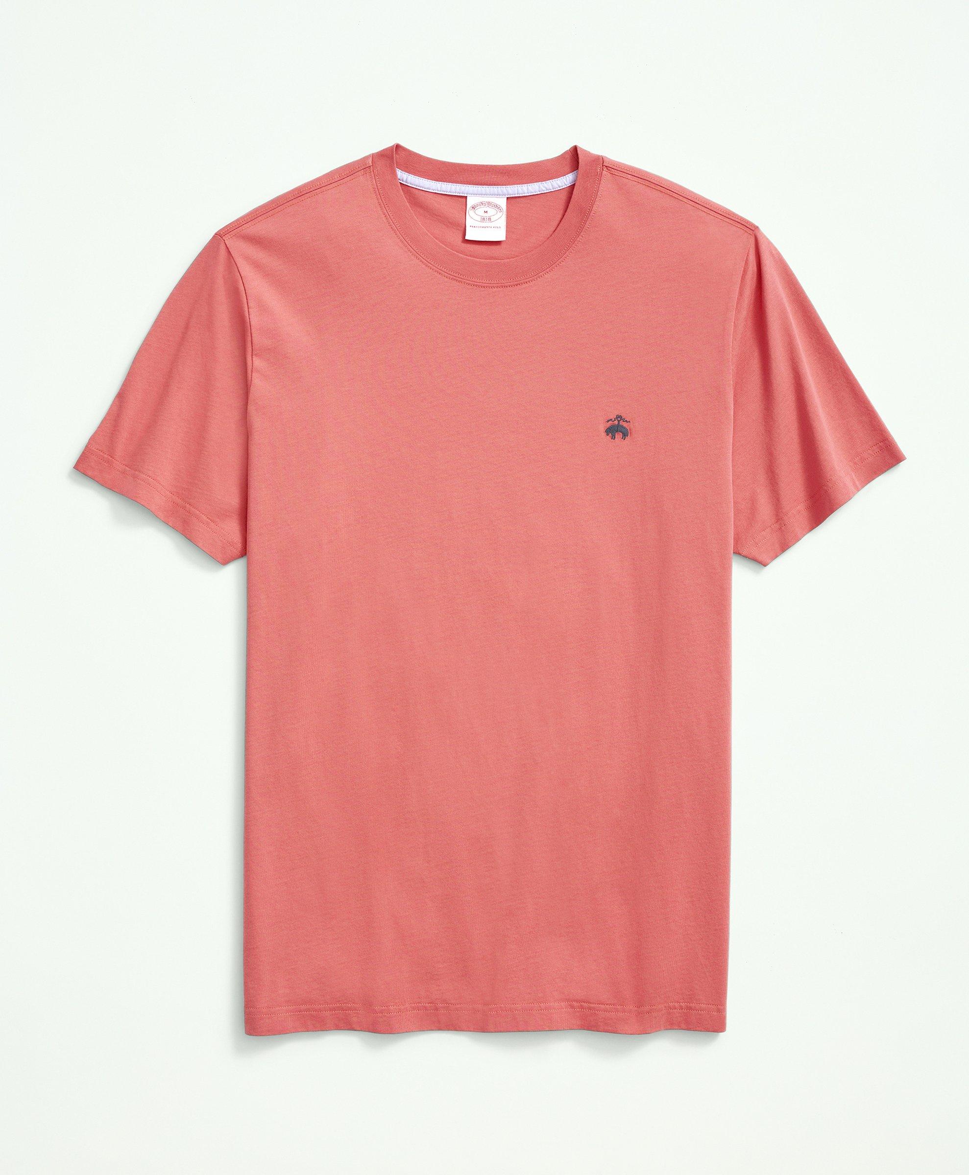 Brooks Brothers Washed Supima Cotton Logo Crewneck T-shirt | Light Red | Size Large