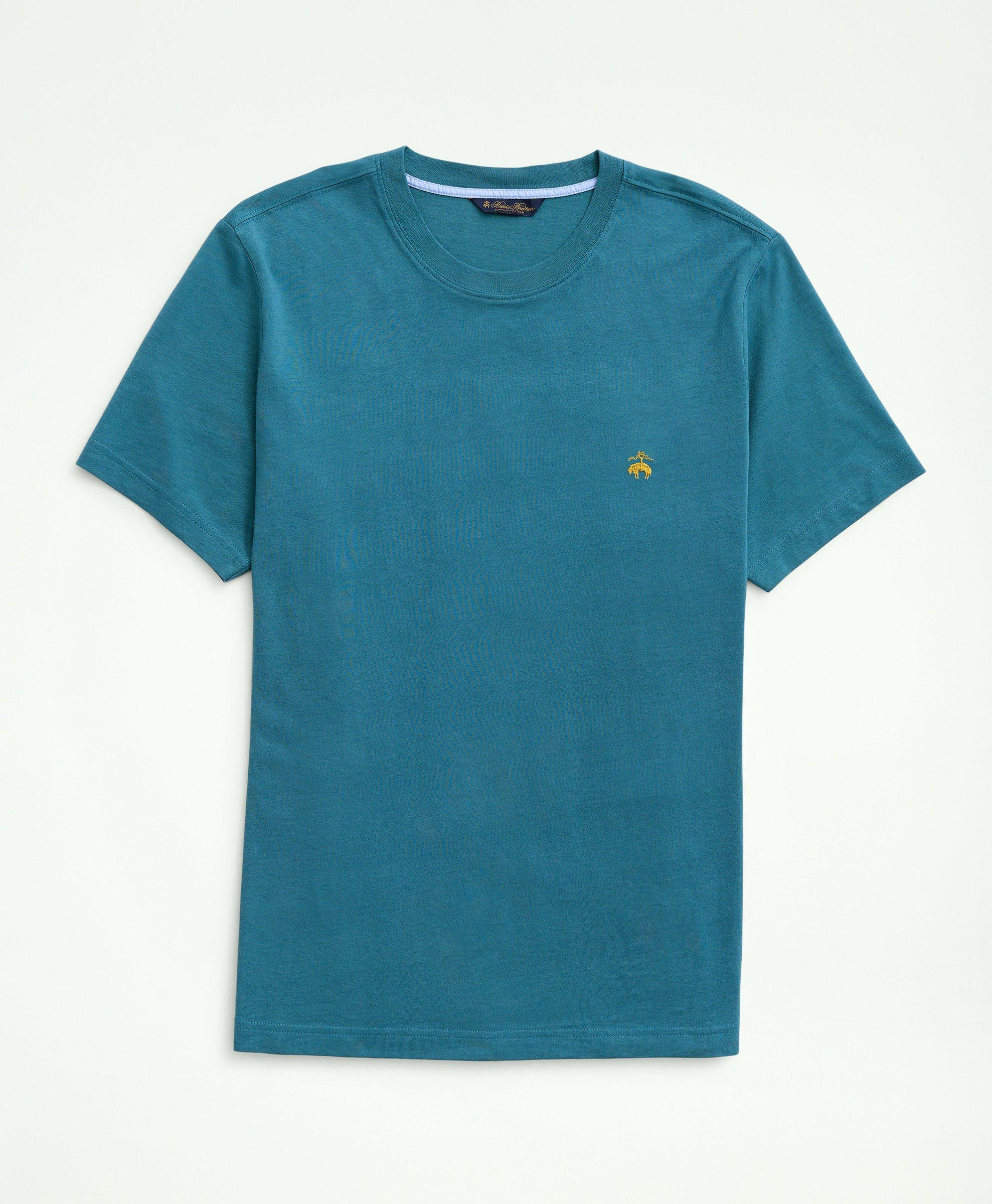 Brooks Brothers Washed Supima Cotton Logo Crewneck T-shirt | Medium Teal | Size Xs
