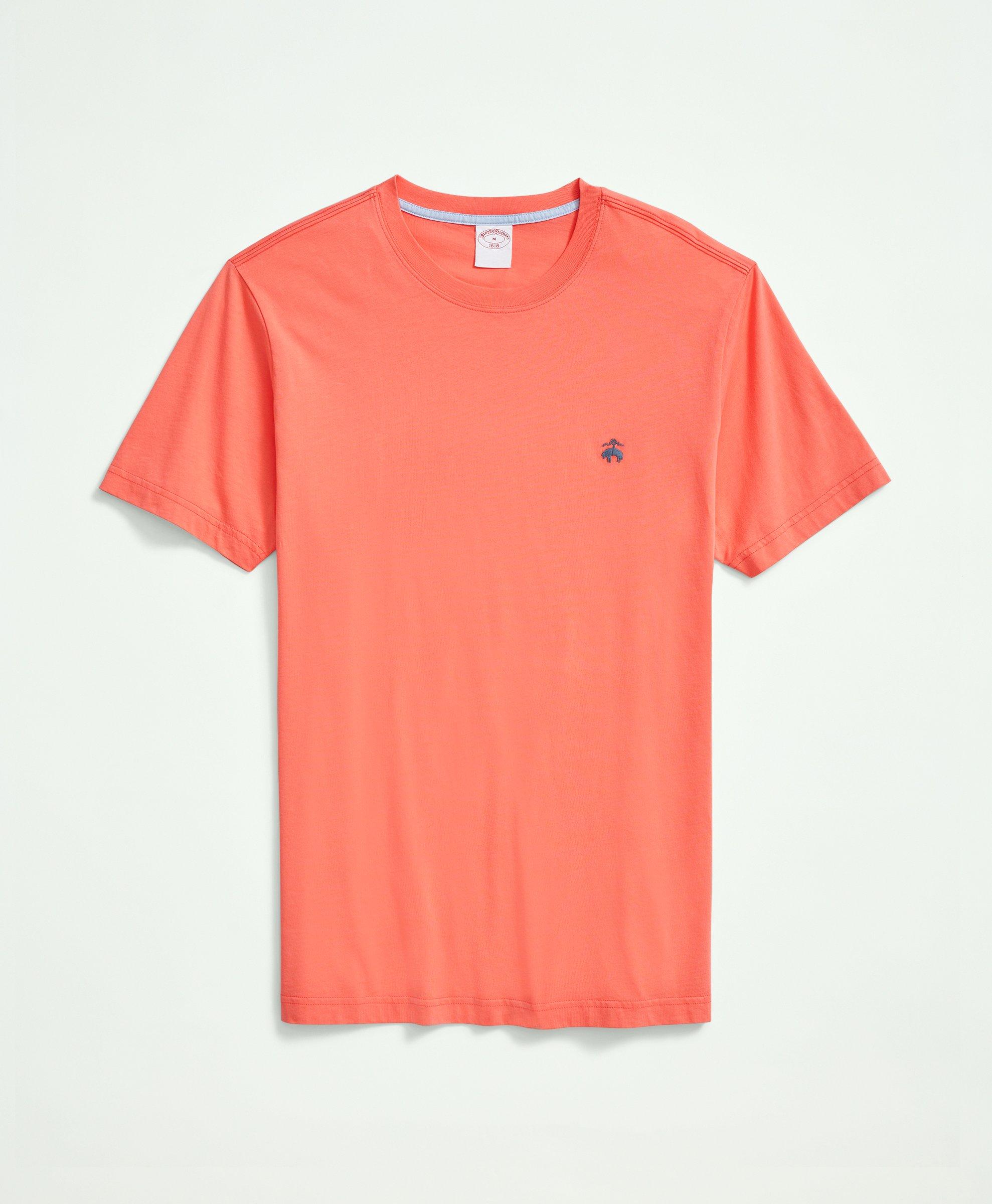 Brooks Brothers Washed Supima Cotton Logo Crewneck T-shirt | Peach | Size Xl