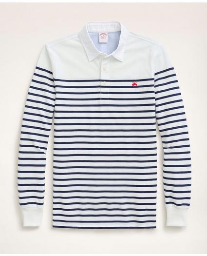 Supima Cotton Mariner Stripe Long-Sleeve Polo Shirt