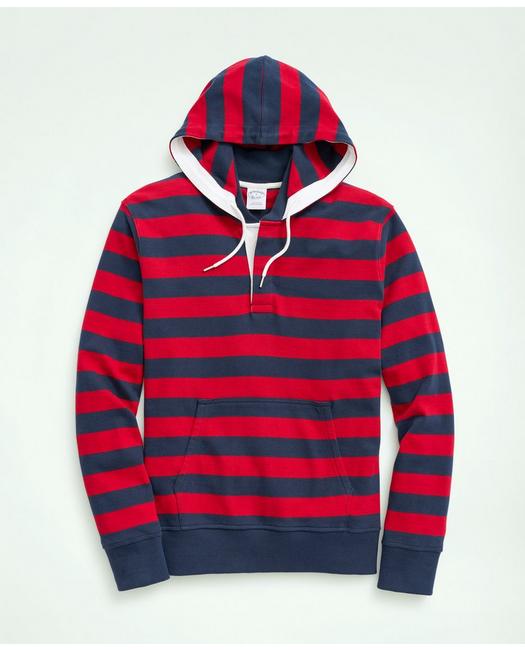 Brooks Brothers Cotton Hoodie Rugby | Navy/red | Size Small In Navy,red