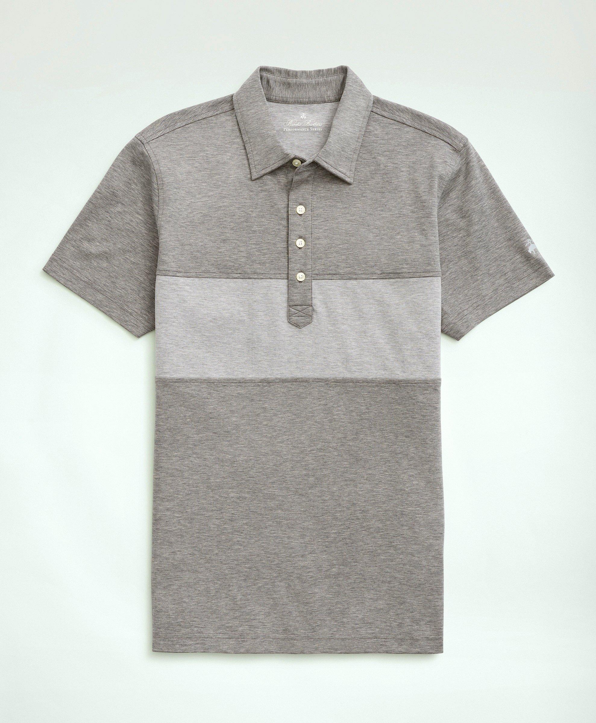 Brooks Brothers Performance Series Supima Stripe Polo Shirt | Grey | Size Xl