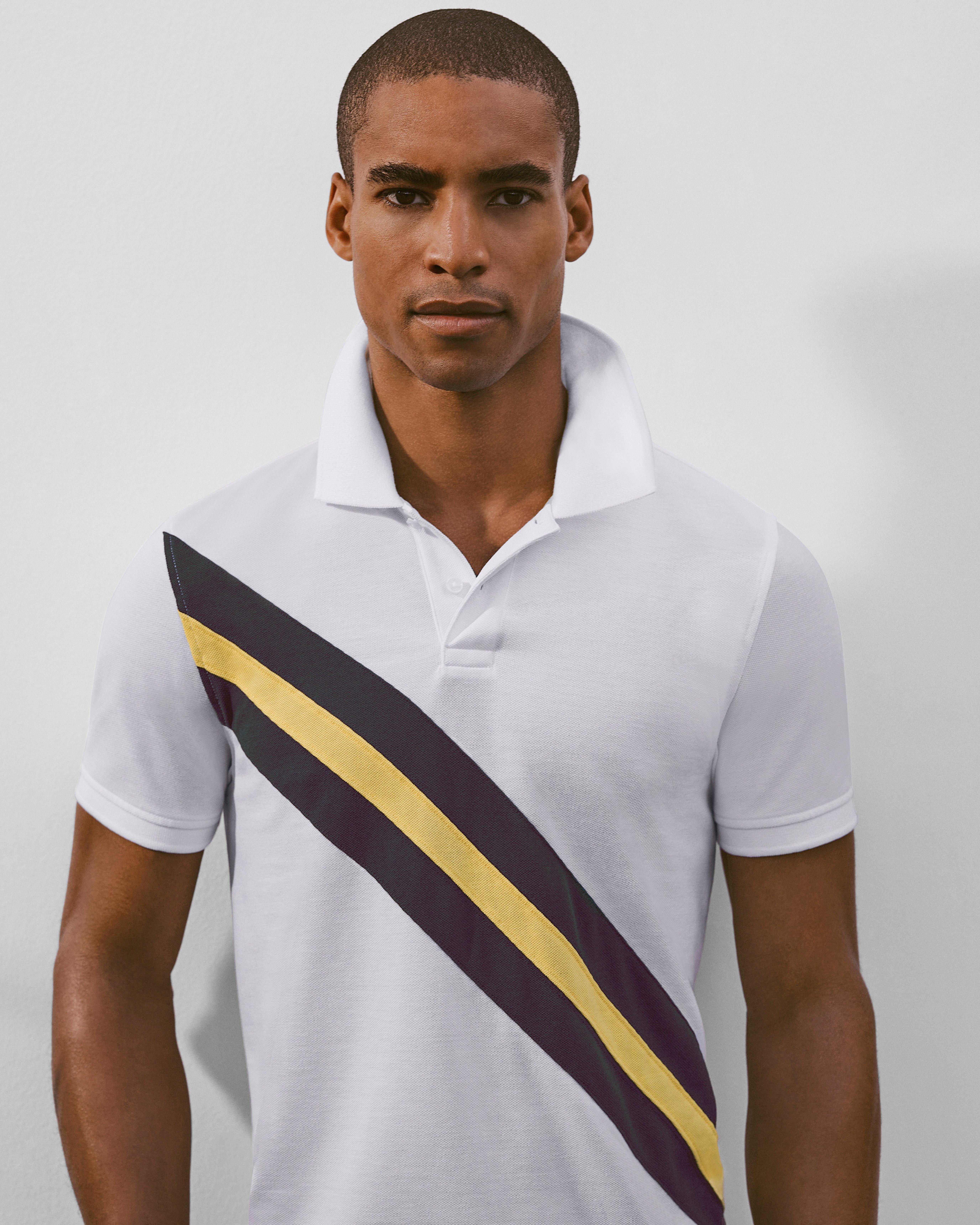 Brooks Brothers Cotton Pique Archive Stripe Polo Shirt | White | Size Xl