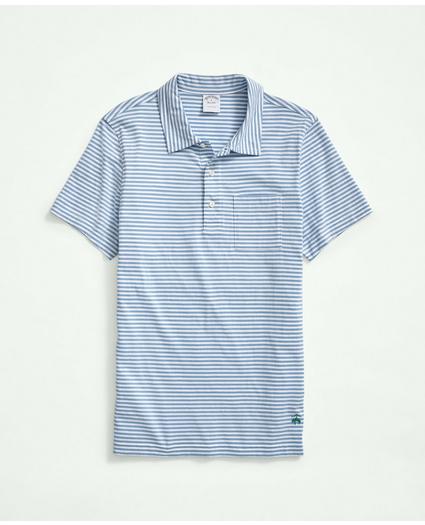 Vintage Washed Cotton Feeder Stripe Polo Shirt