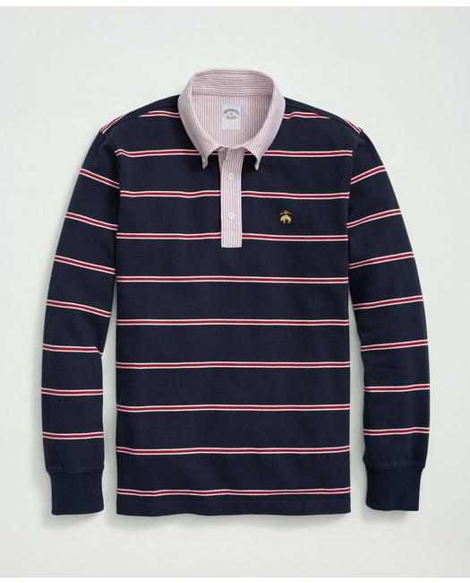 Brooks Brothers Cotton Bb#2 Stripe Rugby Shirt | Navy | Size Small