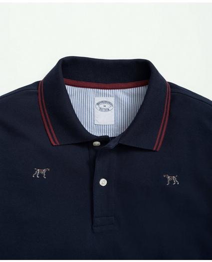 Cotton Pique Long-Sleeve Embroidered Dog Polo Shirt