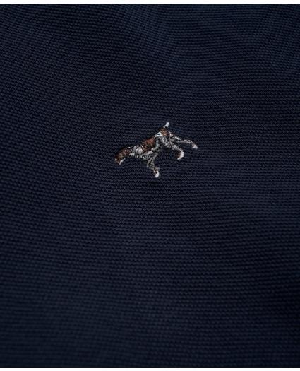 Cotton Pique Long-Sleeve Embroidered Dog Polo Shirt