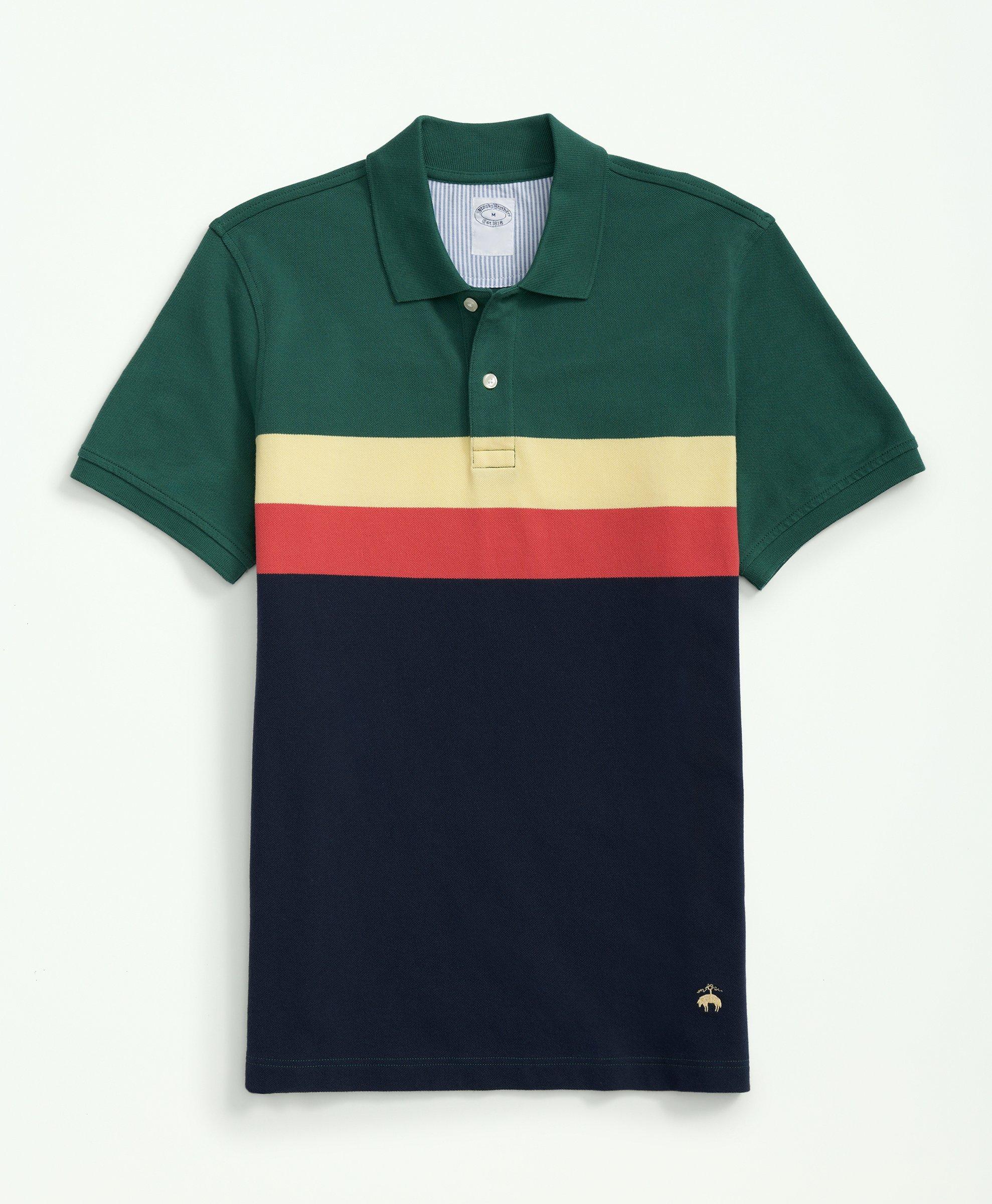 Brooks Brothers Supima Cotton Multi-stripe Polo Shirt | Green | Size Small