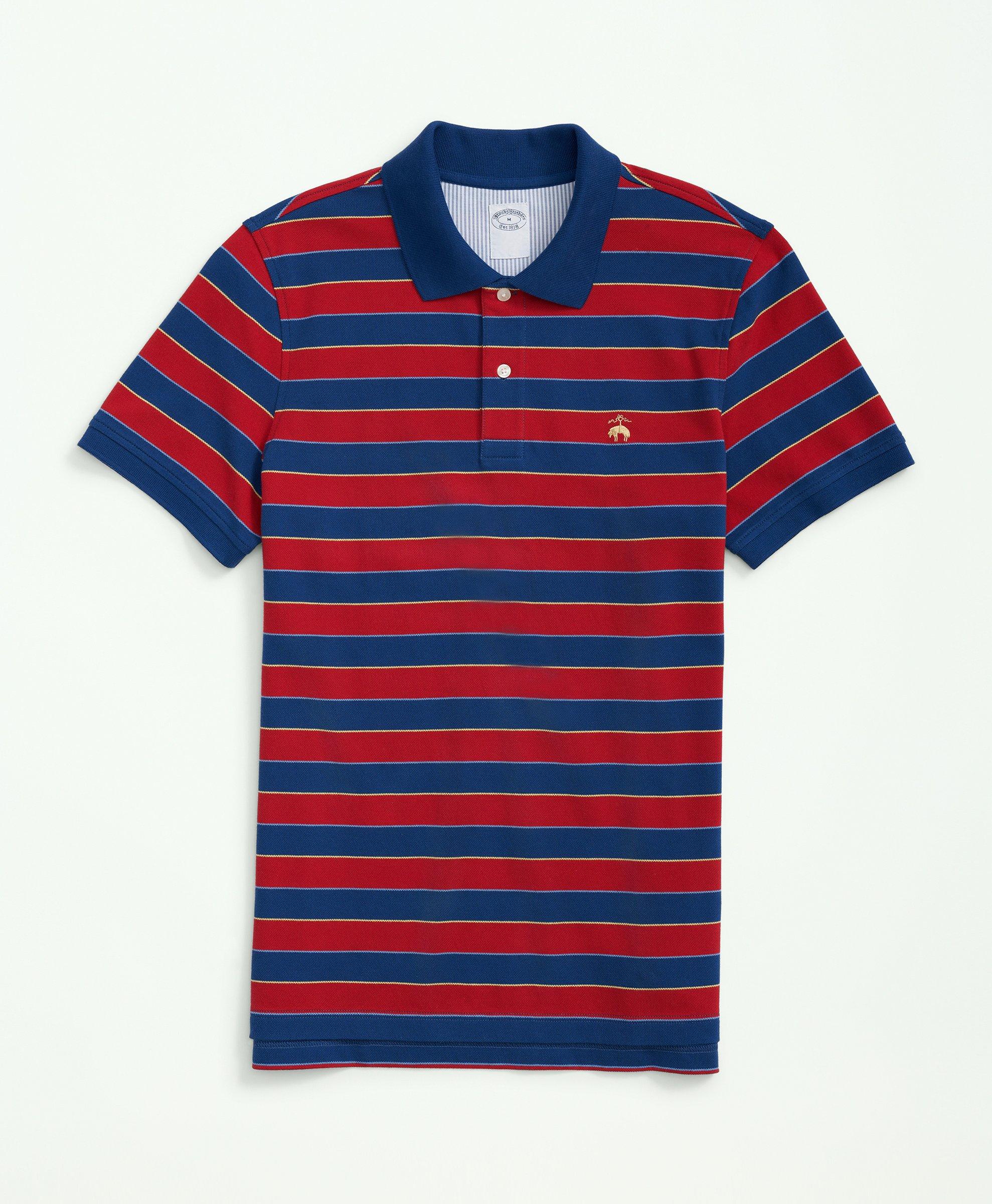 Brooks Brothers Supima Cotton Multi-stripe Polo Shirt | Red | Size 2xl