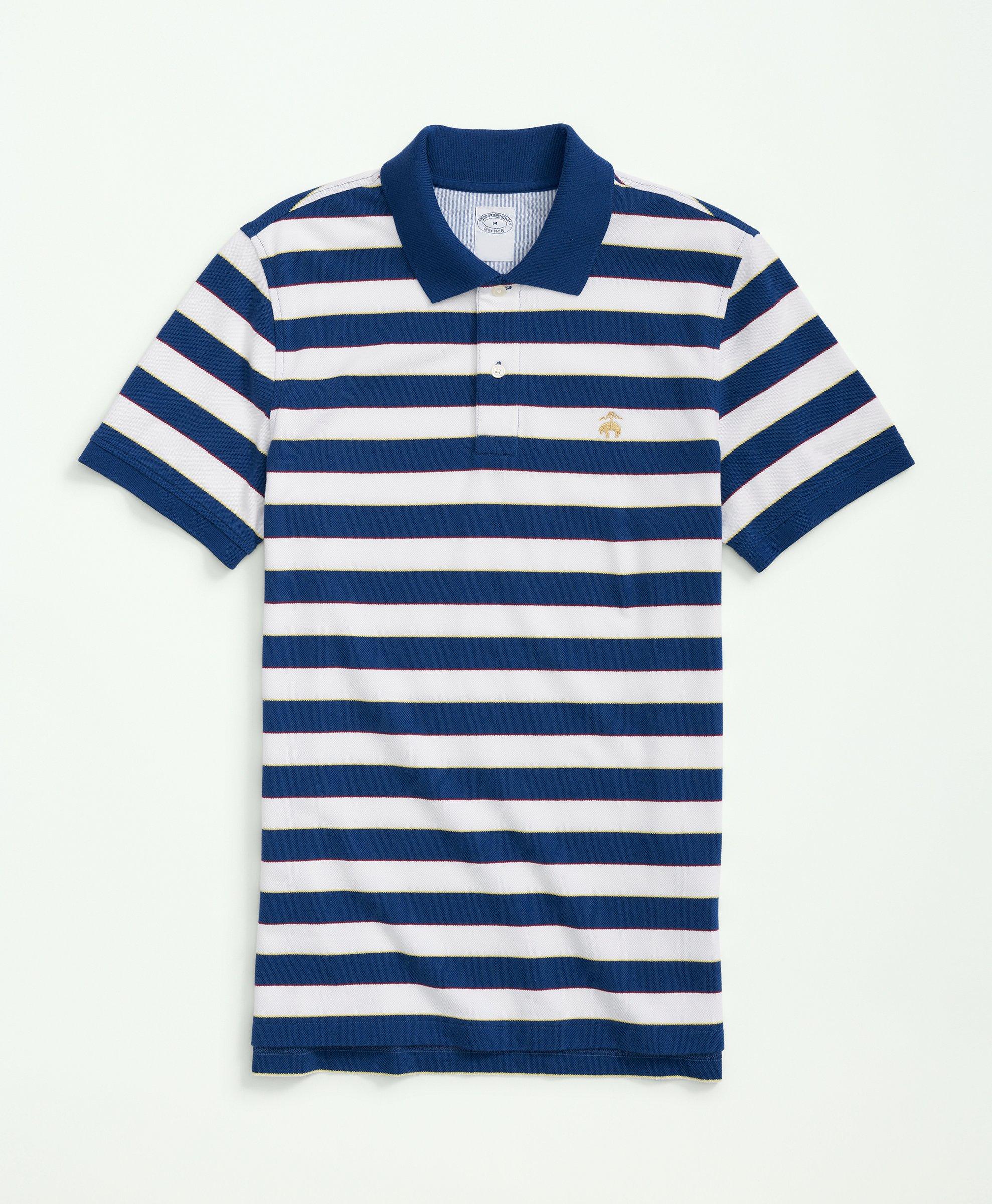 Brooks Brothers Supima Cotton Multi-stripe Polo Shirt | White | Size Small