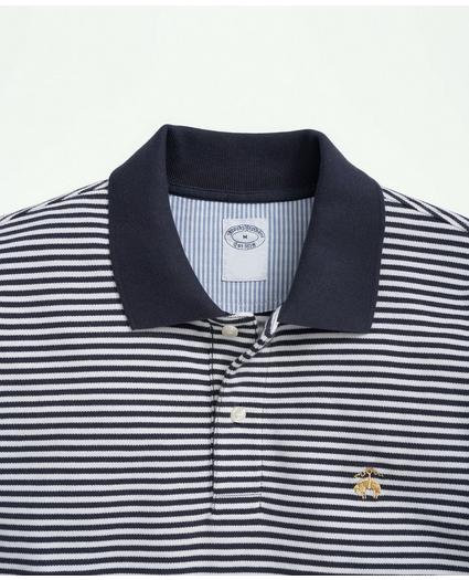 Golden Fleece Stretch Supima Cotton Pique Long-Sleeve Feeder Striped Polo Shirt