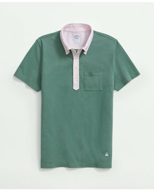 Shop Brooks Brothers The Vintage Oxford-collar Polo Shirt In Supima Cotton Blend | Green | Size Small