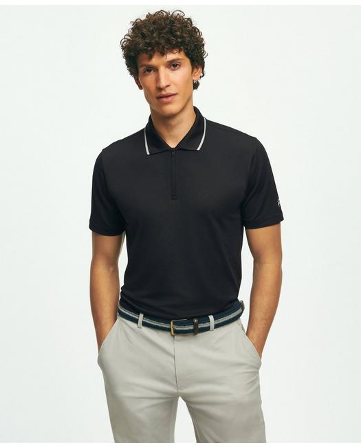 Shop Brooks Brothers Performance Series Half-zip Pique Polo Shirt | Black | Size Xl