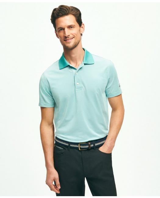 Shop Brooks Brothers Performance Series Micro Stripe Jersey Polo Shirt | Green | Size Xs