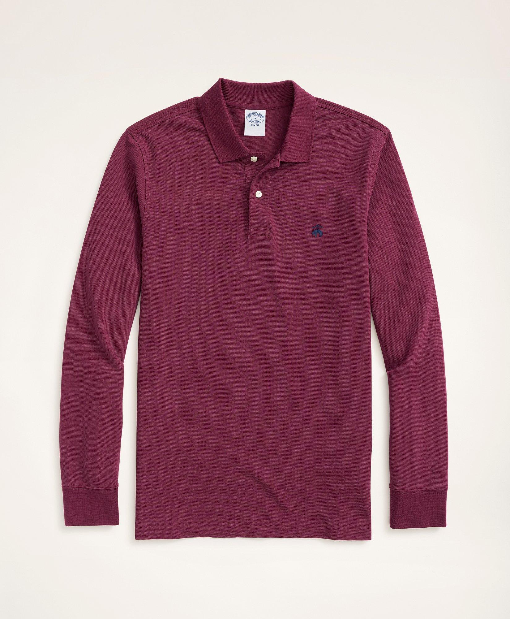 Brooks Brothers Golden Fleece Stretch Supima Long-sleeve Polo Shirt | Red | Size Medium