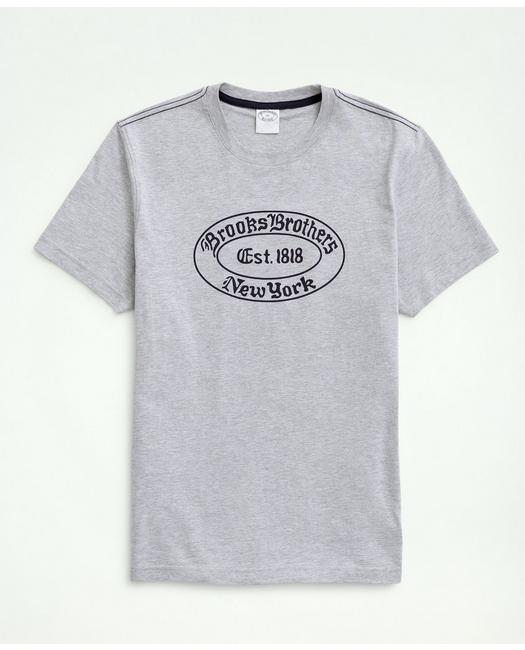 Brooks Brothers Label Graphic T-shirt | Heather Grey | Size Large