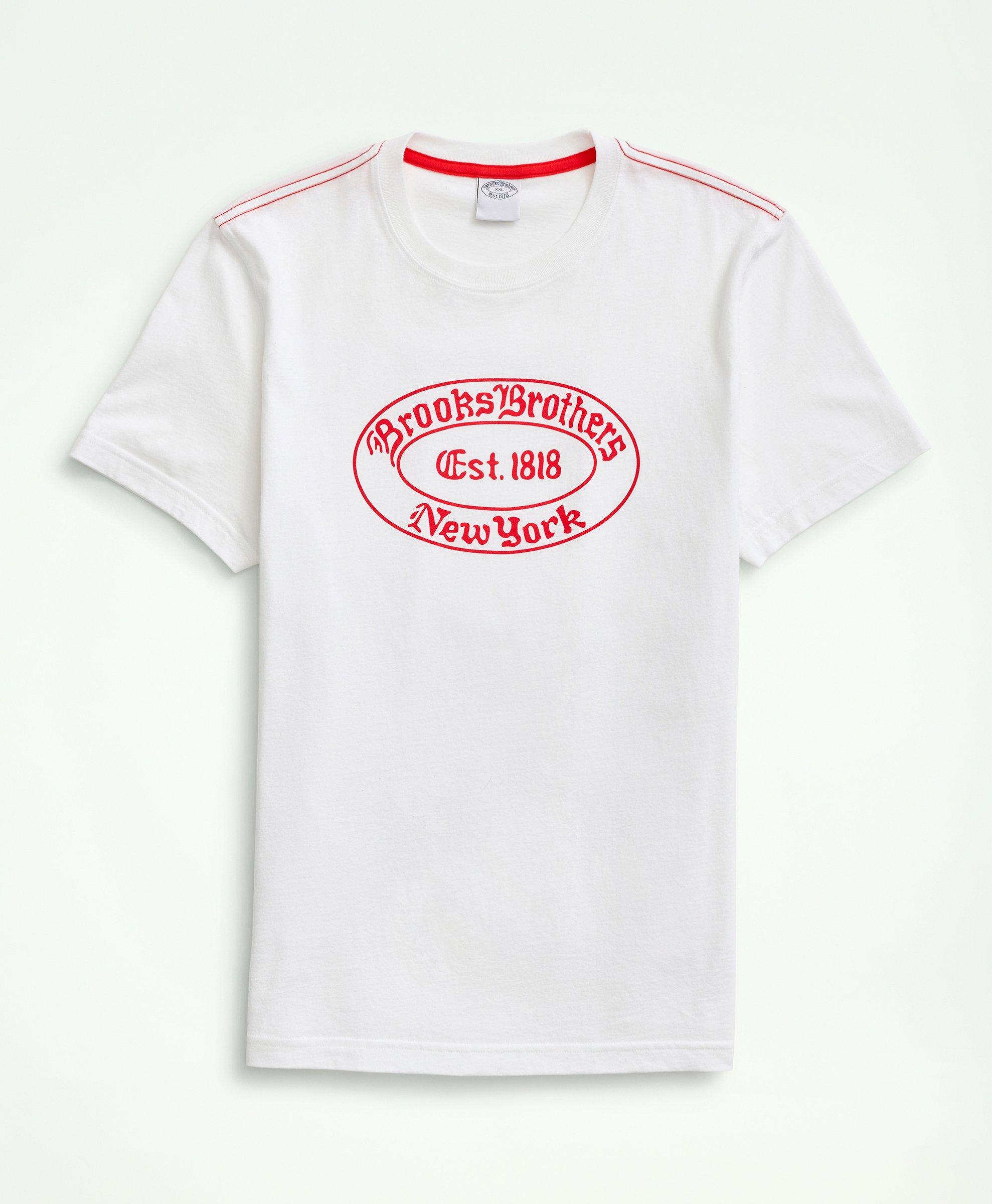 Brooks Brothers Label Graphic T-shirt | White | Size Medium