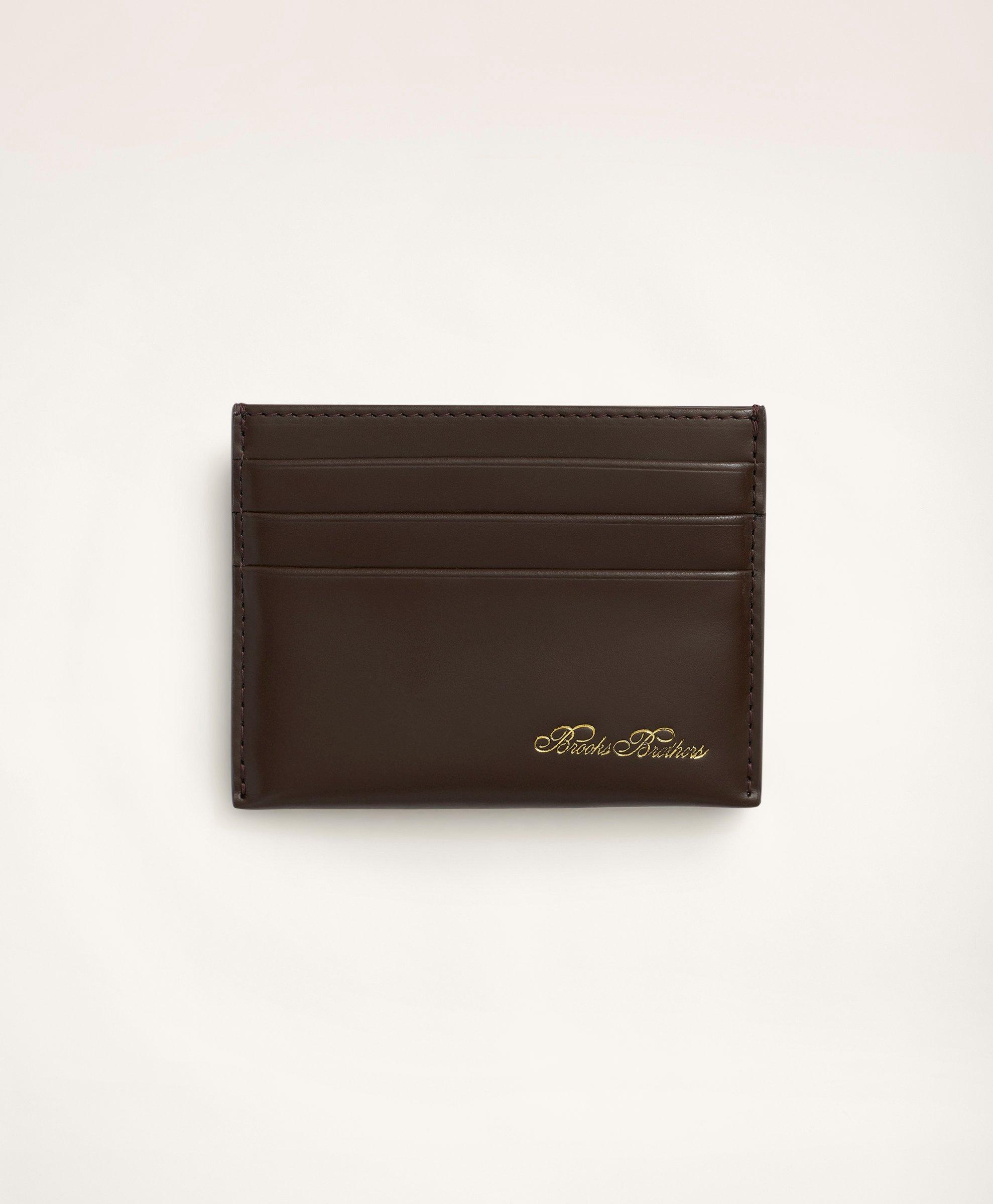 Brooks Brothers Leather Card Case In Brown