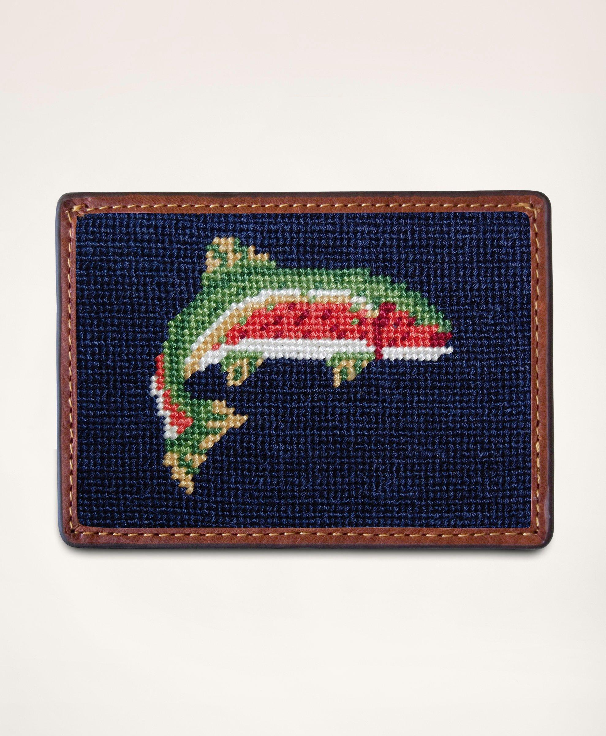Brooks Brothers Smathers & Branson Cotton Needlepoint Card Case In Multicolor