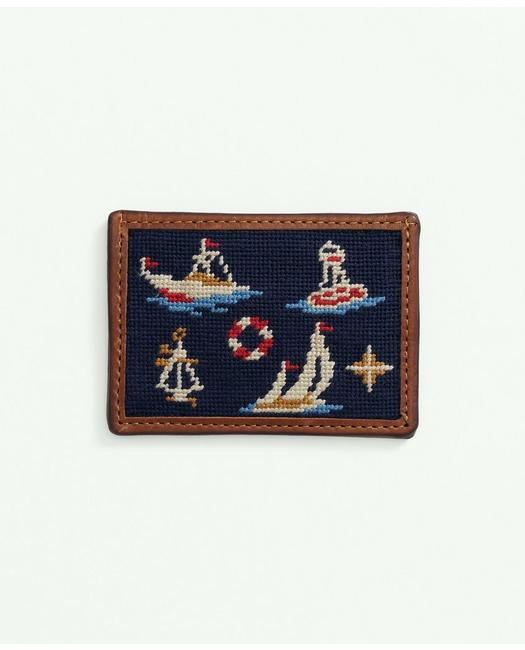 Brooks Brothers Smathers & Branson Cotton Needlepoint Card Case In Multicolor