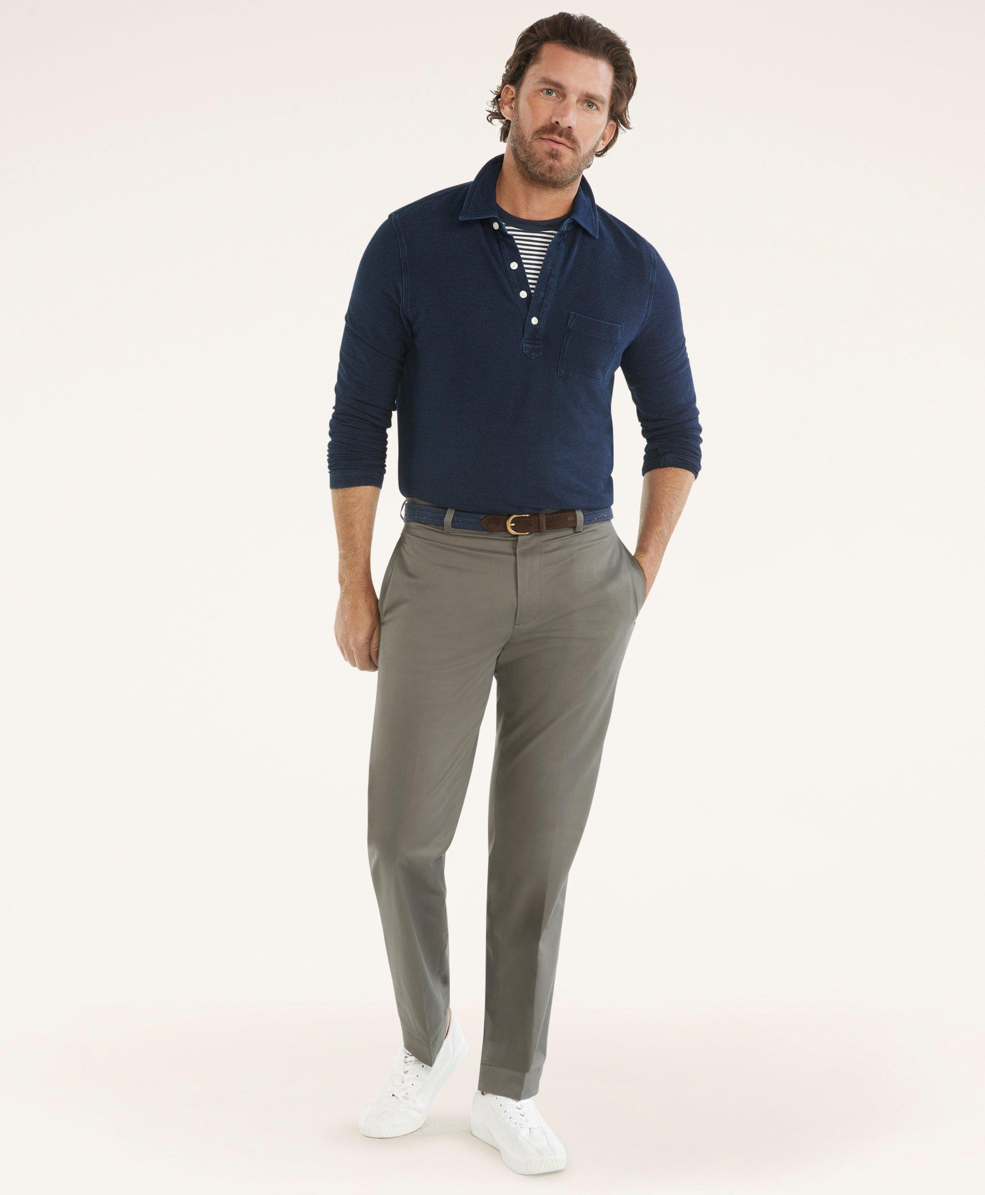 Brooks Brothers Clark Straight-fit Stretch Advantage Chino Pants | Grey | Size 40 30