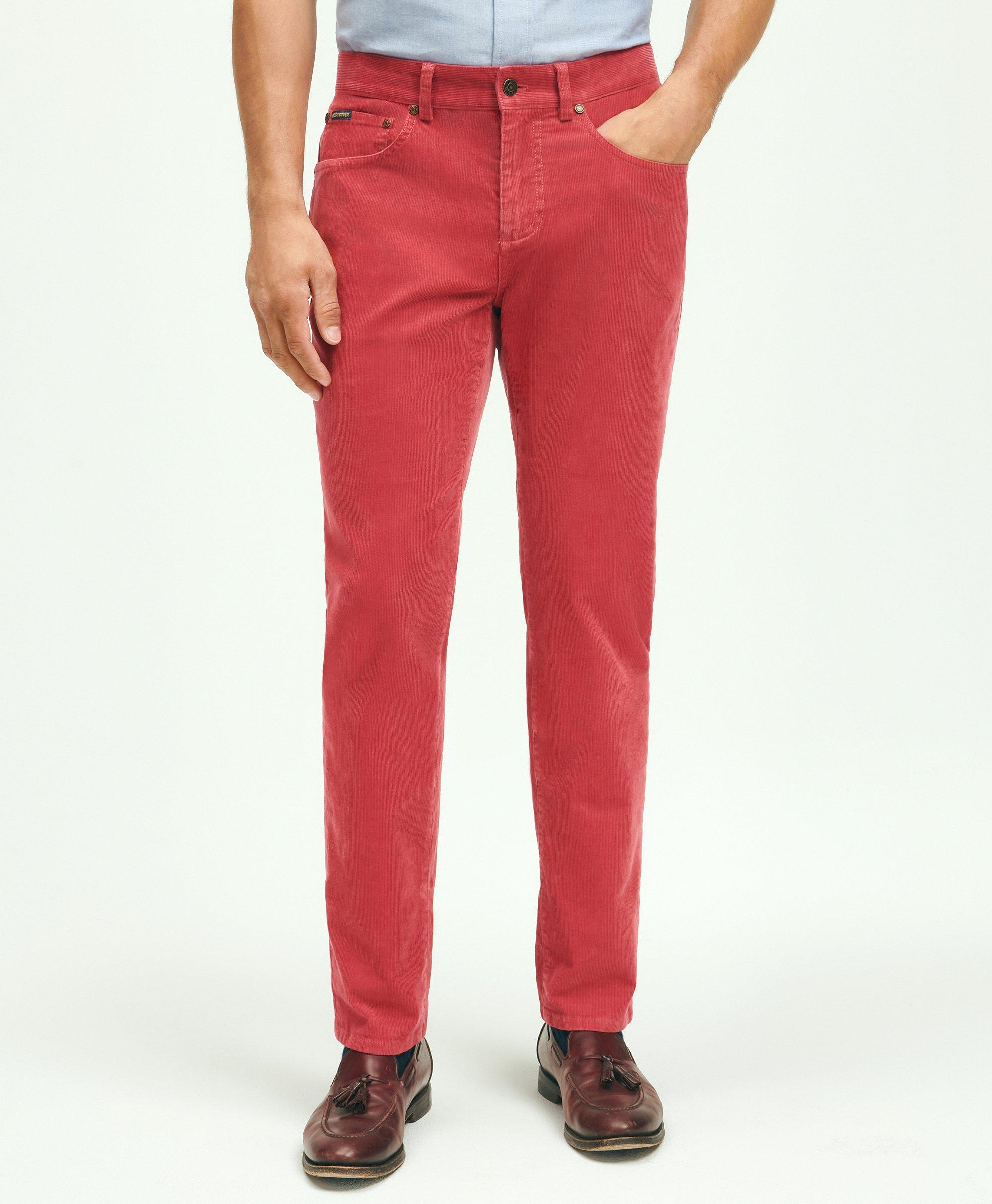 Stretch Cotton Fine-Wale Corduroy Embroidered Pants
