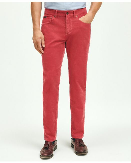 Shop Brooks Brothers Five-pocket Stretch Corduroy Pants | Bright Red | Size 40 32
