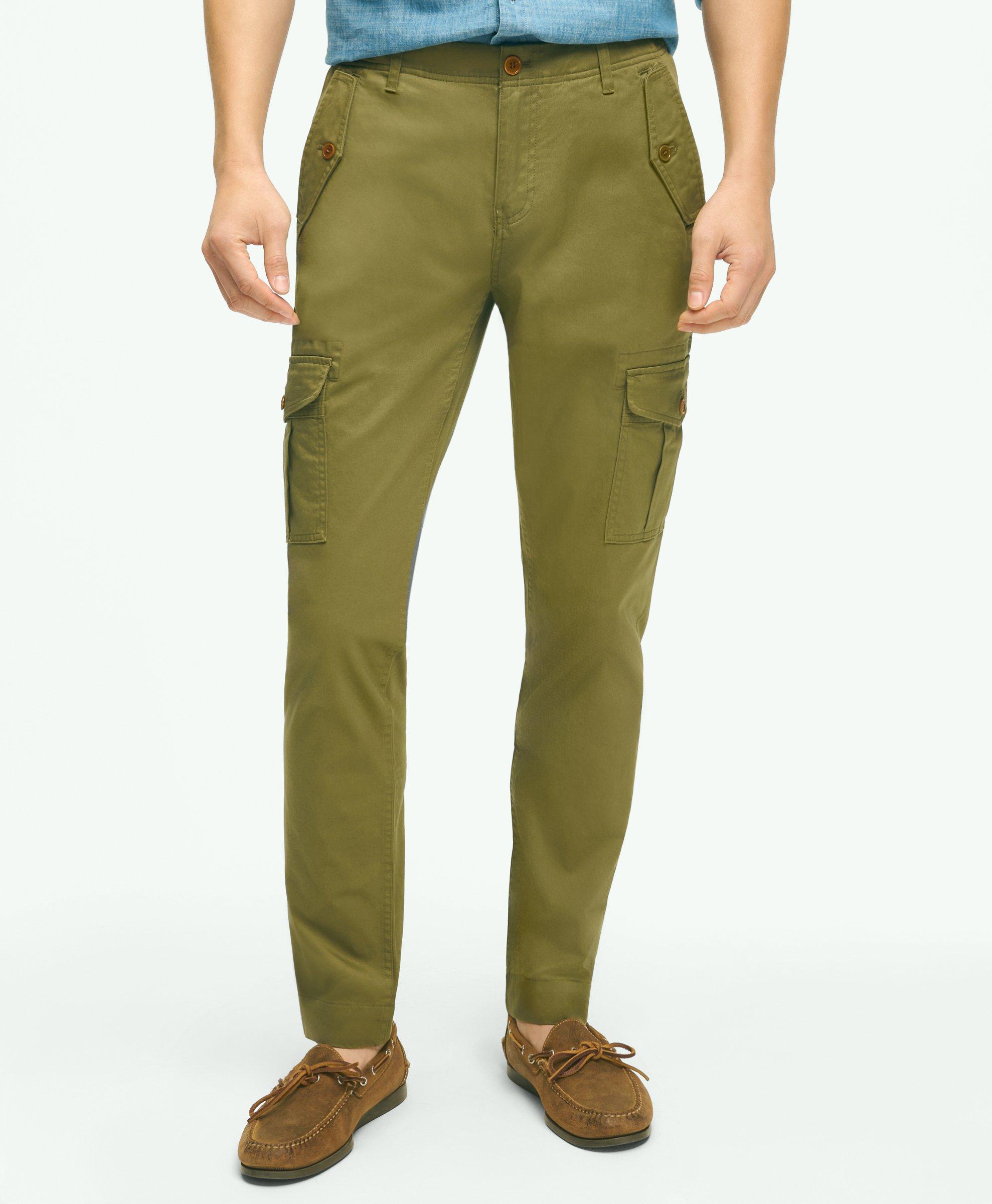 Cargo Pants Beige Cotton-Blend Canvas