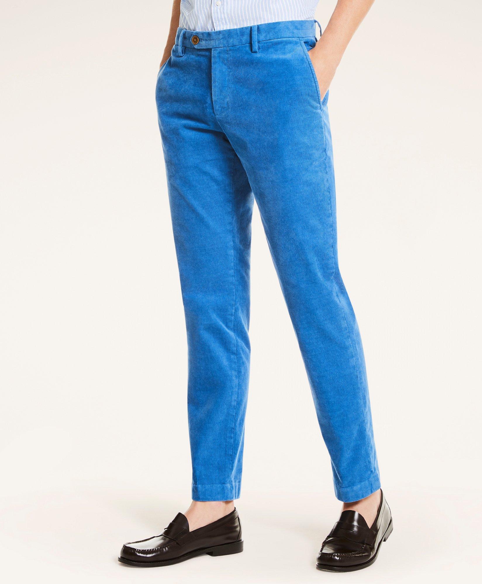 Brooks Brothers Milano Slim-fit Fine Wale Corduroy Pants | Bright Cobalt | Size 36 30