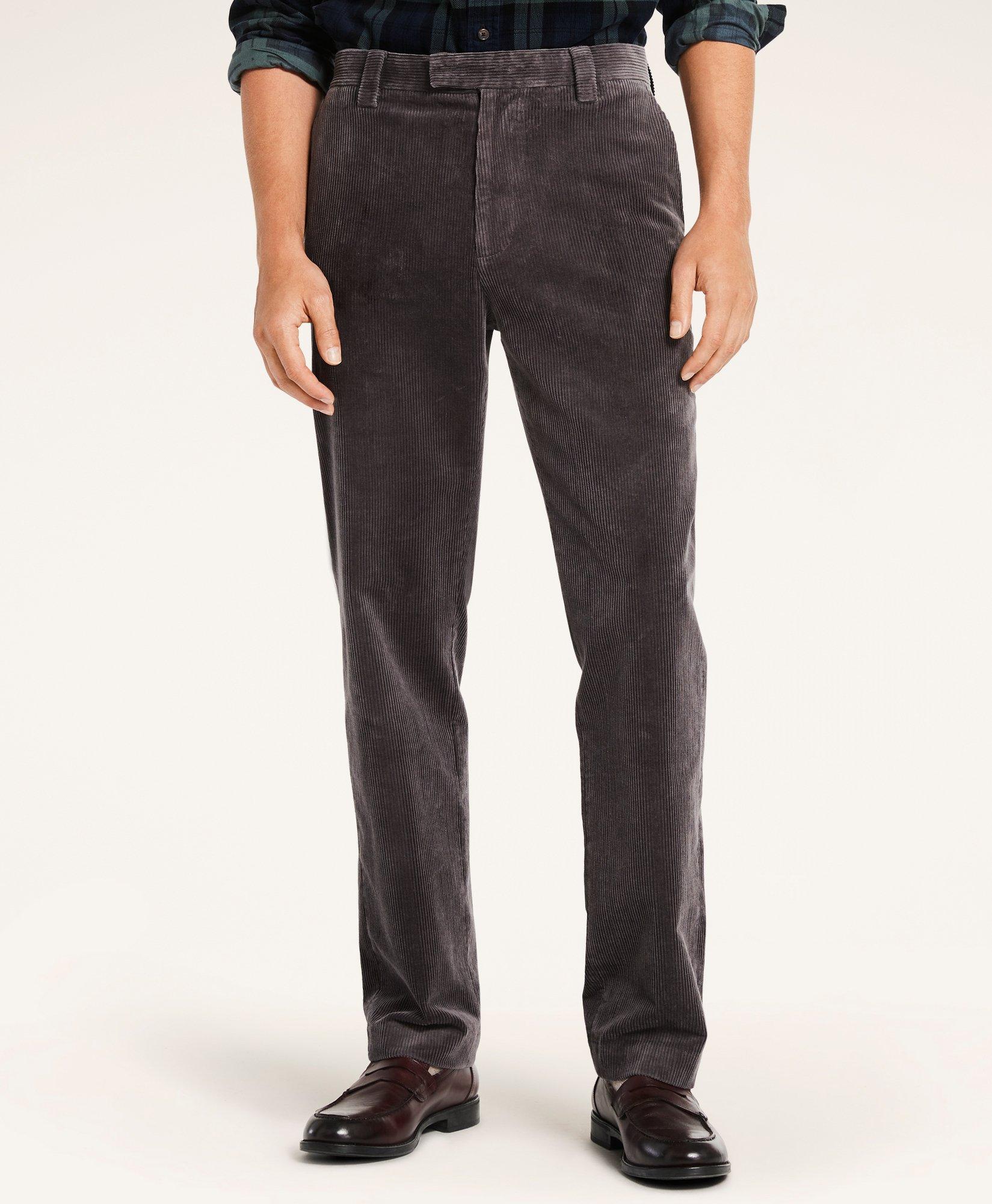 Brooks Brothers Clark Straight-fit Wide-wale Corduroy Pants | Charcoal | Size 32 32