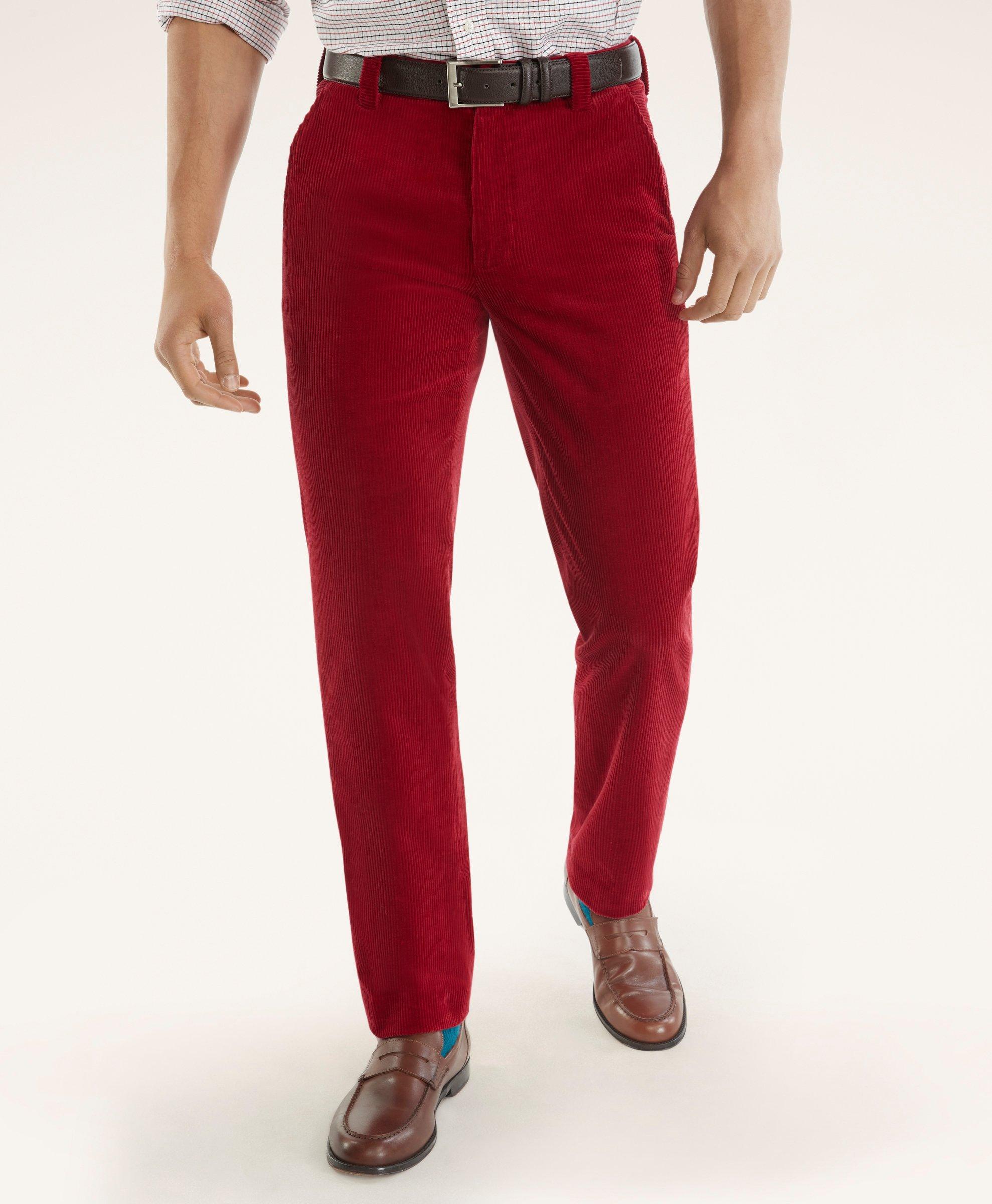 Brooks Brothers Clark Straight-fit Wide-wale Corduroy Pants | Red | Size 28 32