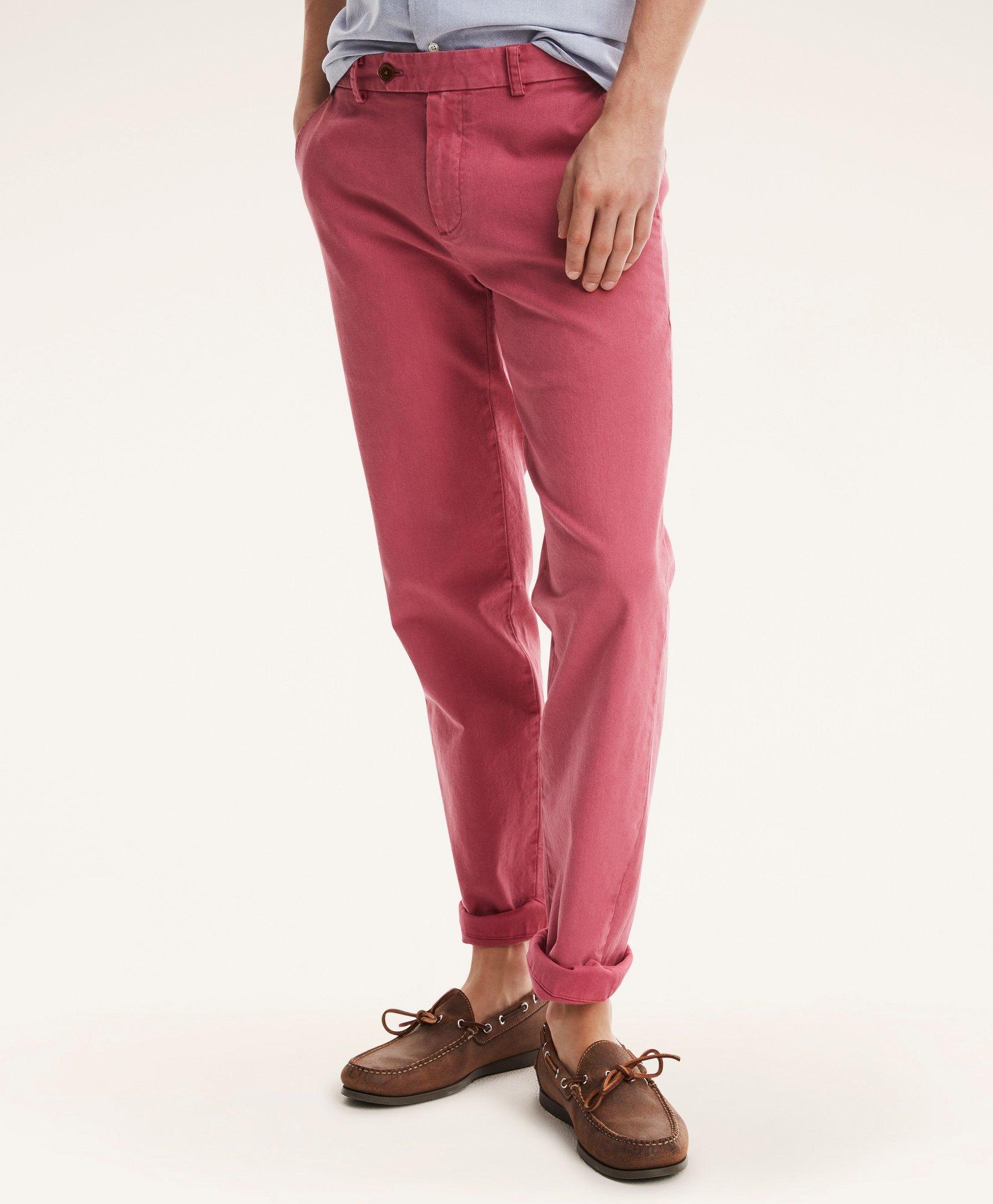 Brooks Brothers Milano Slim-fit Washed Canvas Chino Pants | Light Red | Size 30 30