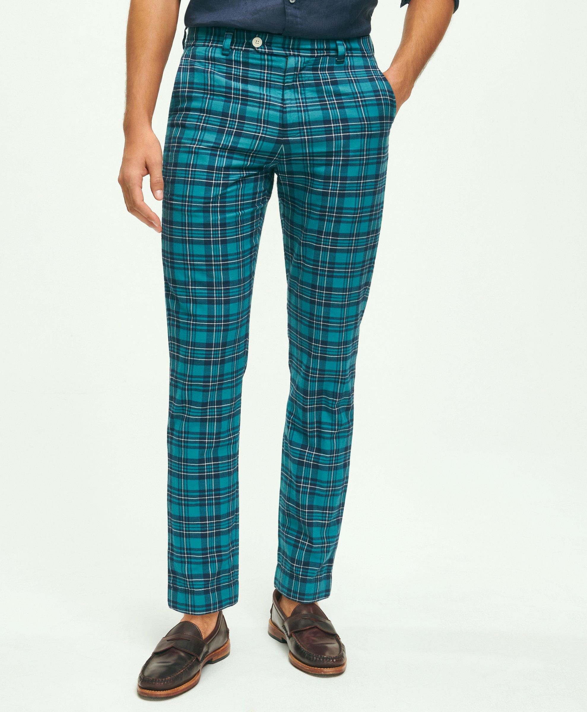 Men's Blackwatch Tartan Silk Pajama Pants With Stripe - Nigel Curtiss