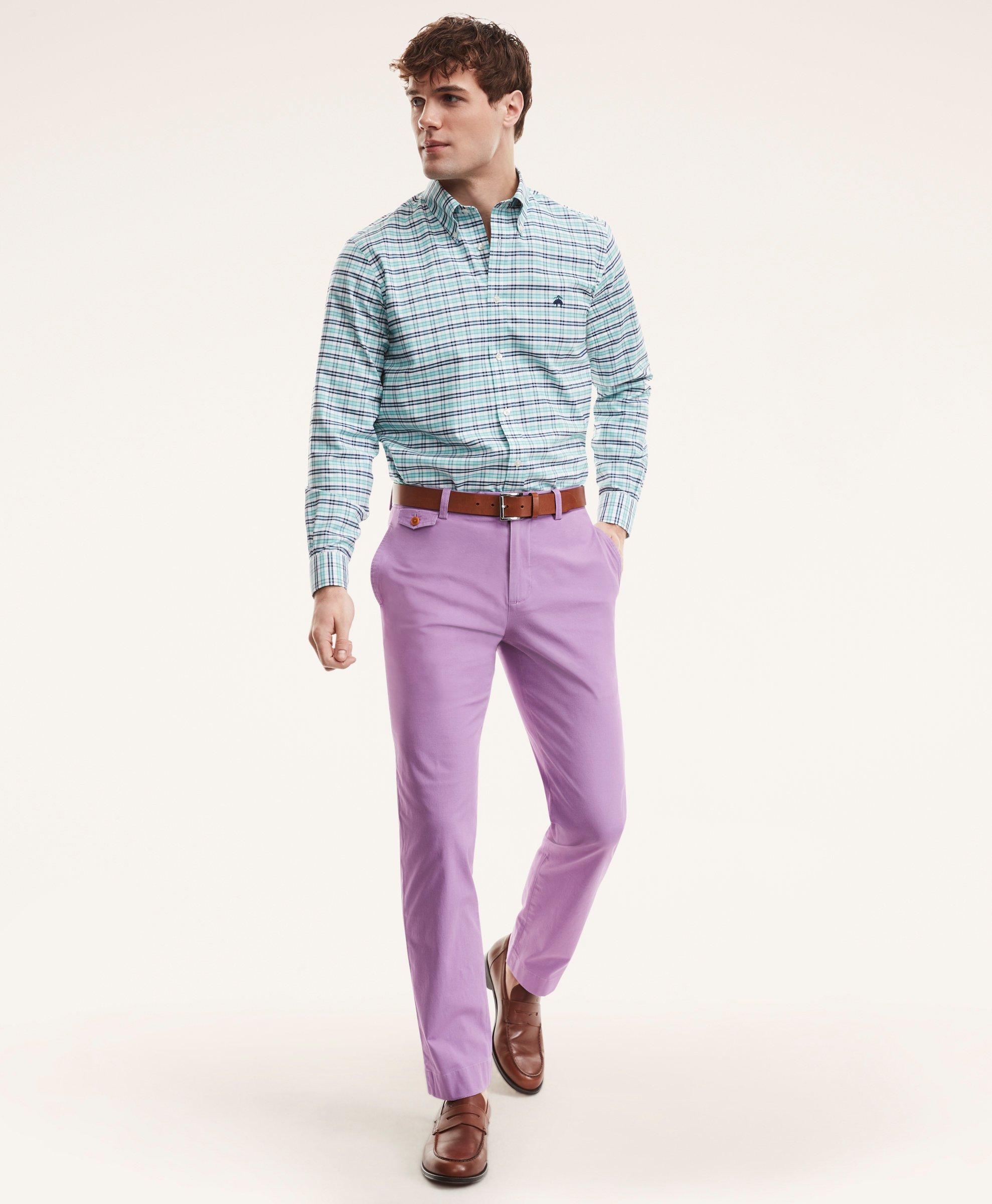 Brooks Brothers Milano Slim-fit Stretch Supima Cotton Poplin Chino Pants | Lilac | Size 32 32
