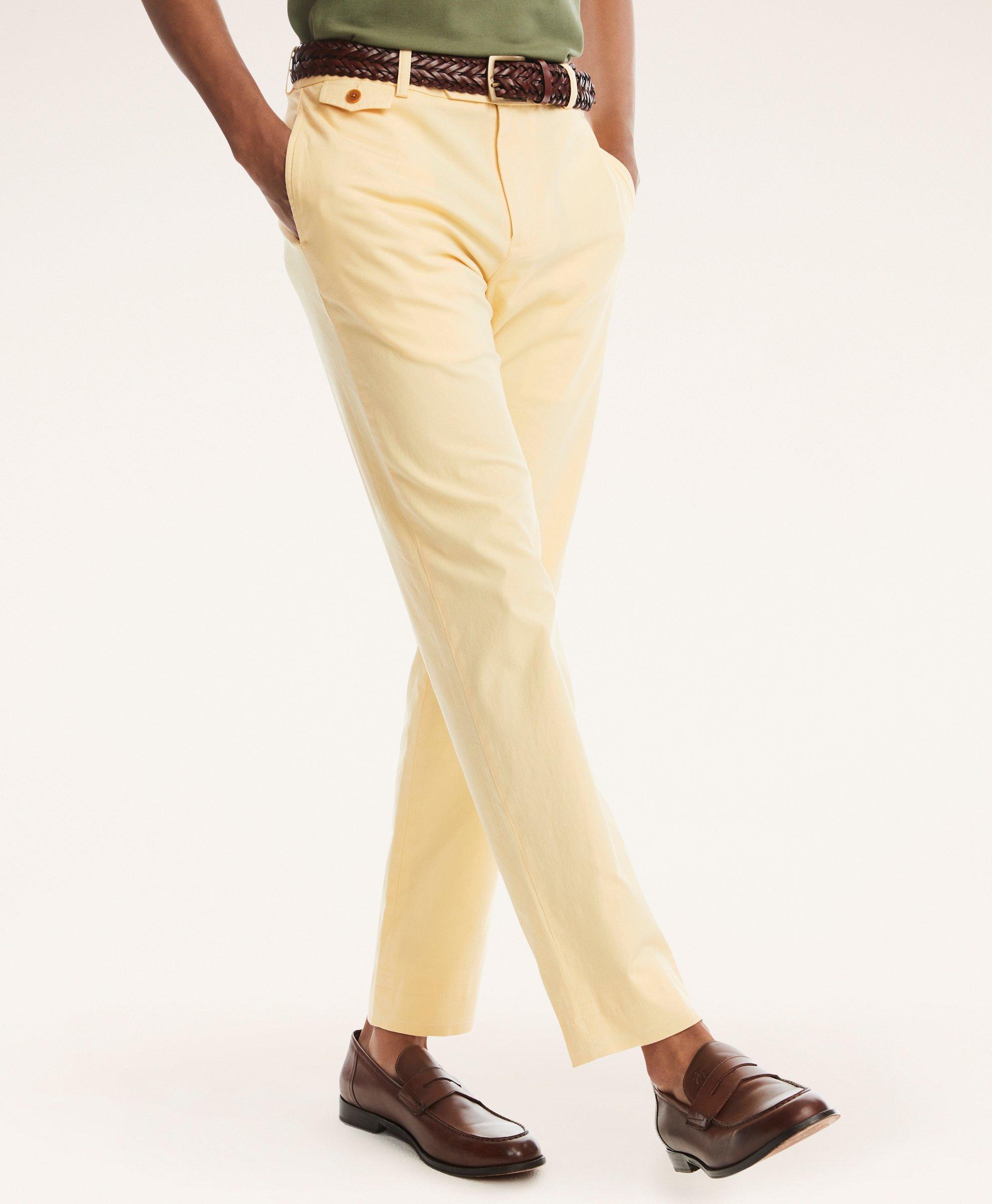 Brooks Brothers Milano Slim-fit Stretch Supima Cotton Poplin Chino Pants | Yellow | Size 30 32