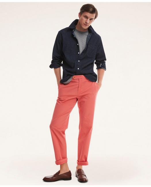 Brooks Brothers Clark Straight-fit Stretch Supima Cotton Poplin Chino Pants | Coral | Size 32 30
