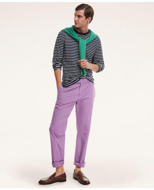 Brooks Brothers Clark Straight-fit Stretch Supima Cotton Poplin Chino Pants | Lavender | Size 32 30