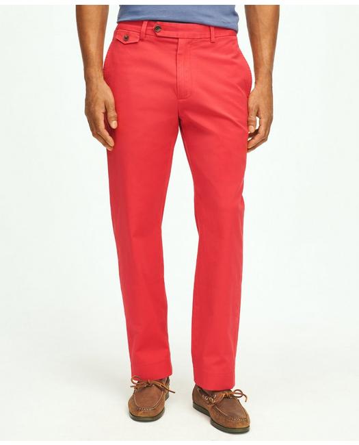 Brooks Brothers Clark Straight-fit Stretch Supima Cotton Poplin Chino Pants | Red | Size 36 32