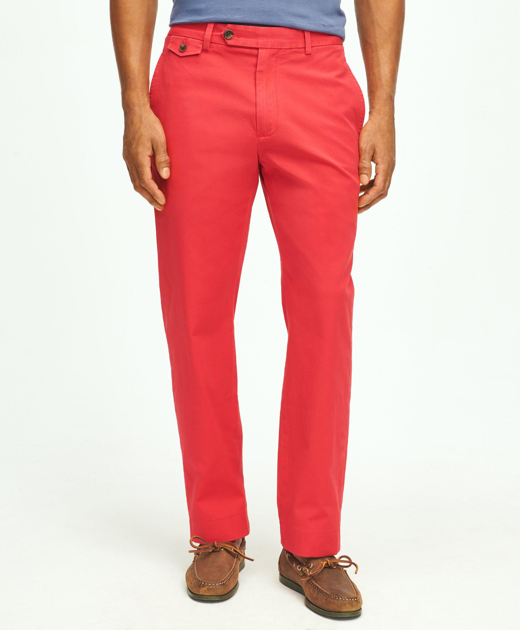 Brooks Brothers Clark Straight-fit Stretch Supima Cotton Poplin Chino Pants | Red | Size 38 30