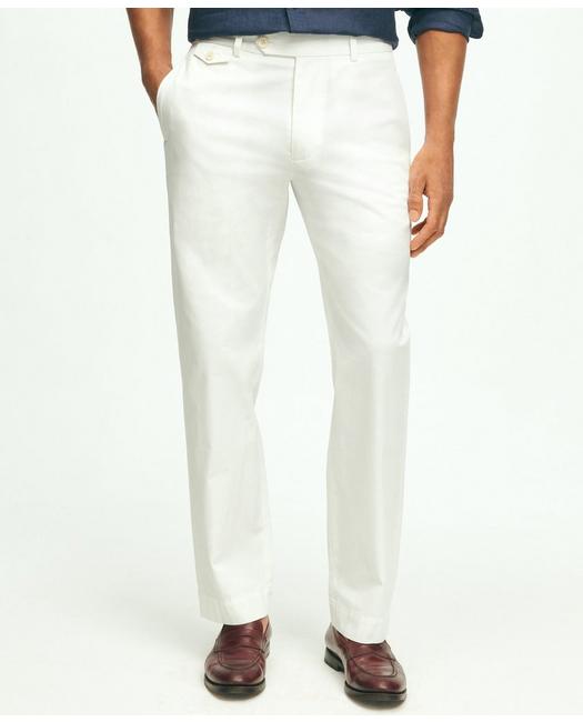 Brooks Brothers Clark Straight-fit Stretch Supima Cotton Poplin Chino Pants | White | Size 30 30